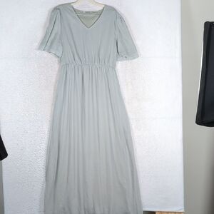Women's Seafoam Green Chiffon Flowy Maxi Dress Size L‎